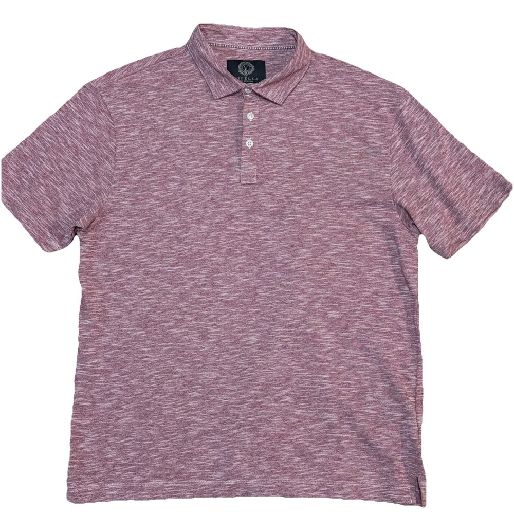 Viyella Men's Large Heathered Pink Shirt Sleeve Collared Polo Shirt
